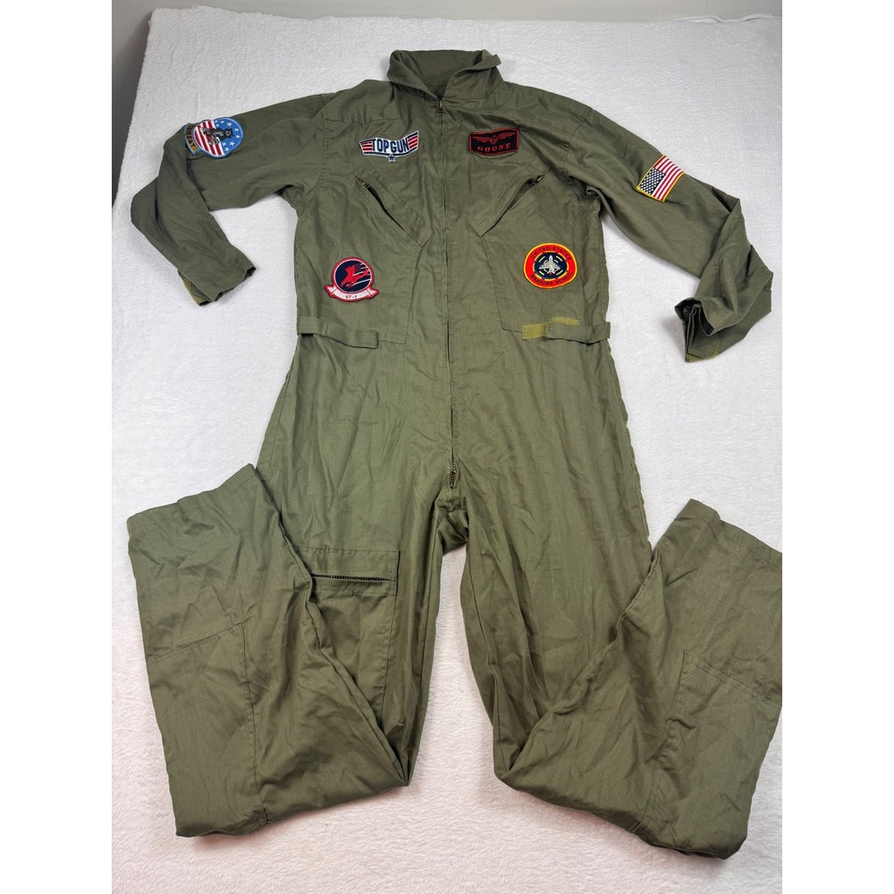Top Gun Flight Suit Goose Costume Leg Avenue Olive Green Jumpsuit Mens ML